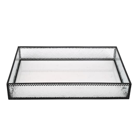 12" Clear Etched Rectangle Glass Tray by Ashland®